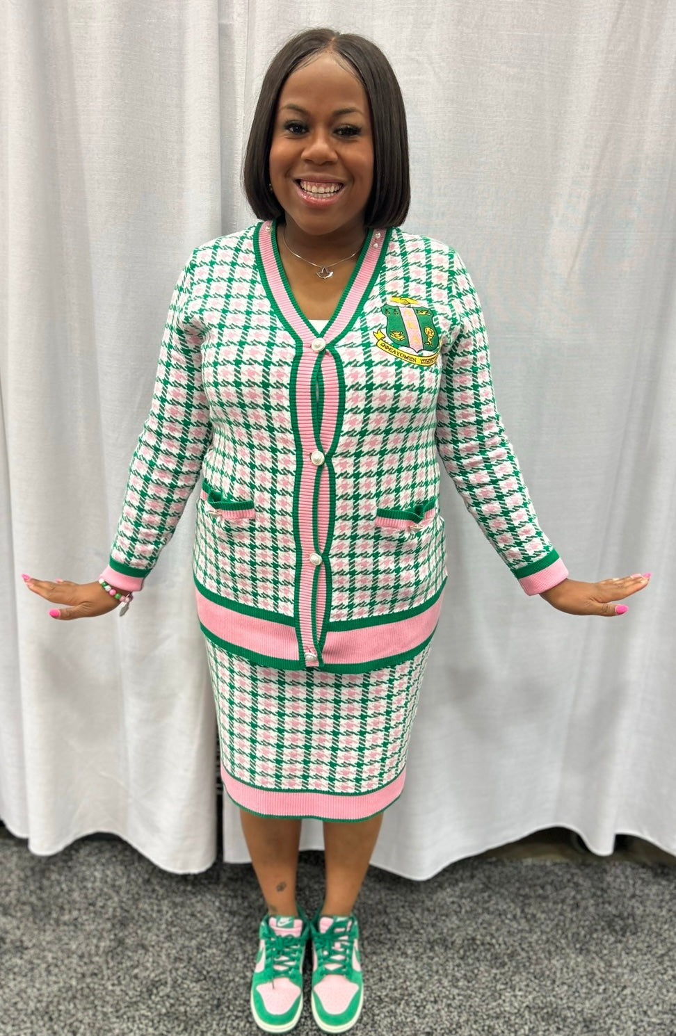 Alpha Kappa Alpha Houndstooth Cardigan Set PRE ORDER