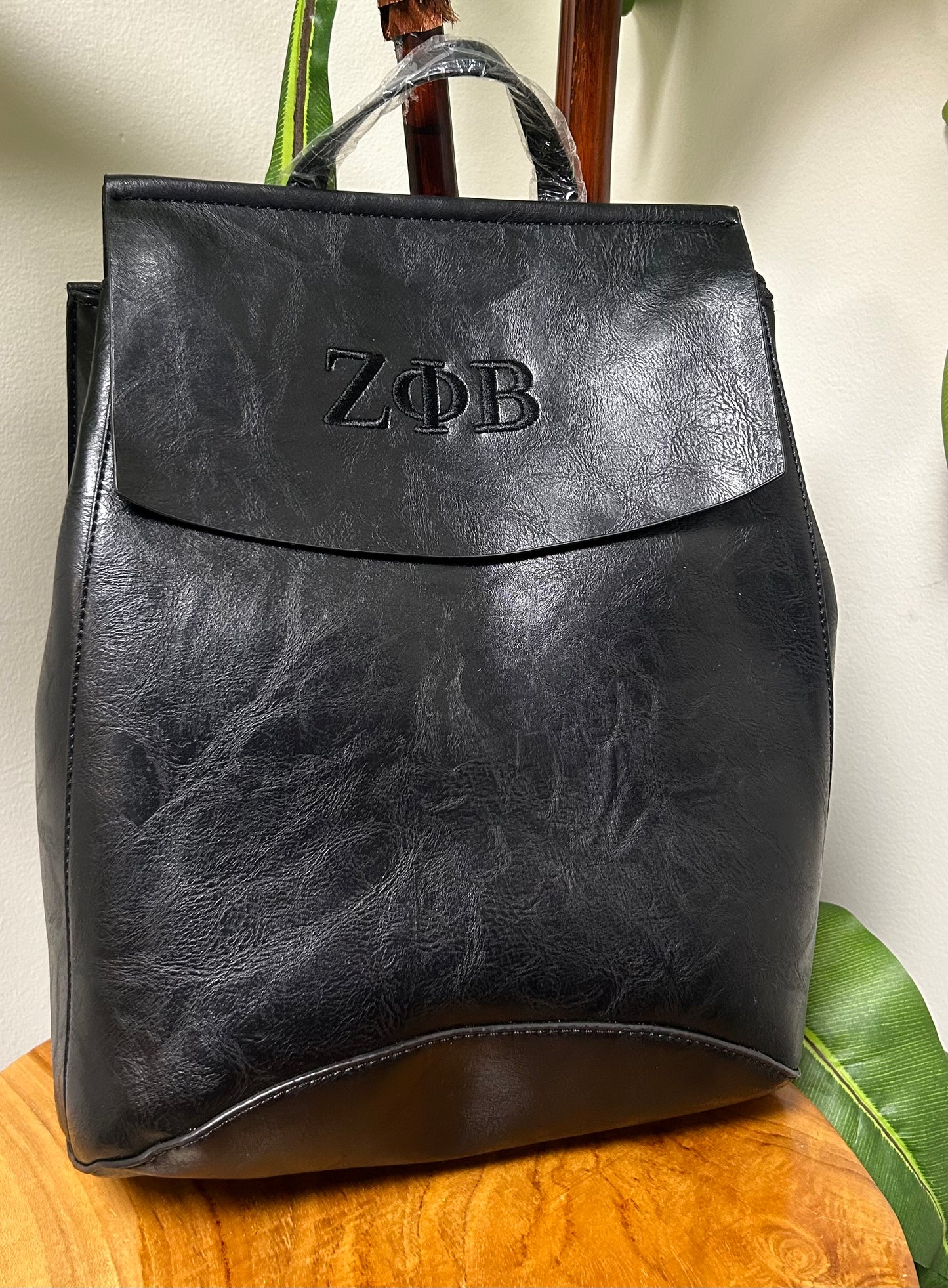 Zeta Phi Beta Greek Letter Vegan Leather Convertible Bag