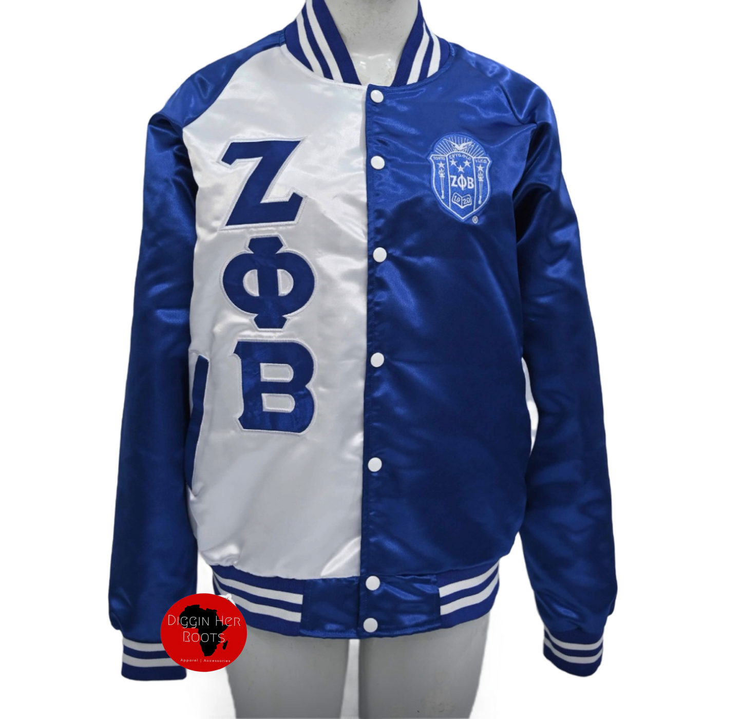 Zeta Phi Beta Color Block Satin Greek Letter Jacket