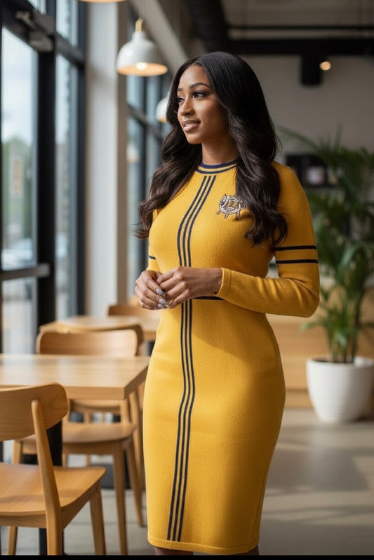 The Striped Knit Dress SGRHO - Pre-Order - GOLD