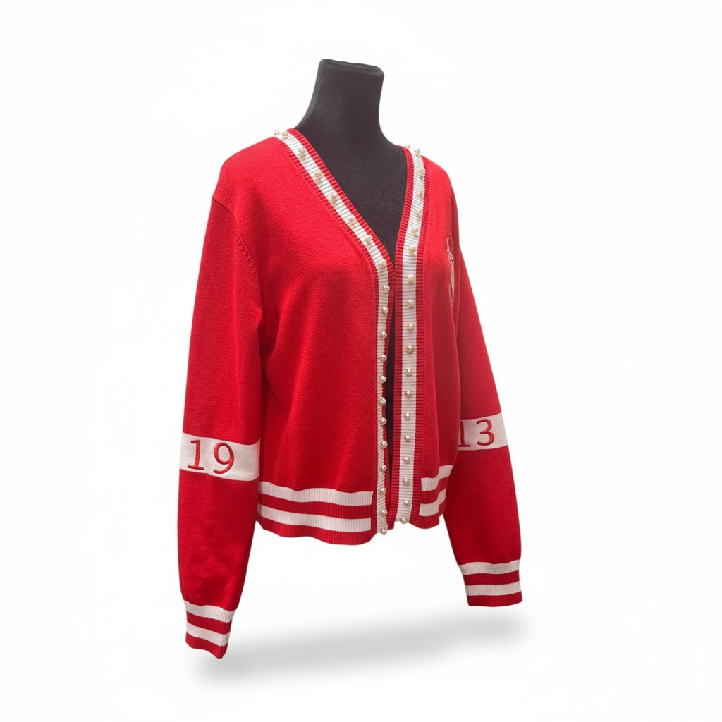 Delta Sigma Theta Cardigan Pearl Trimmed
