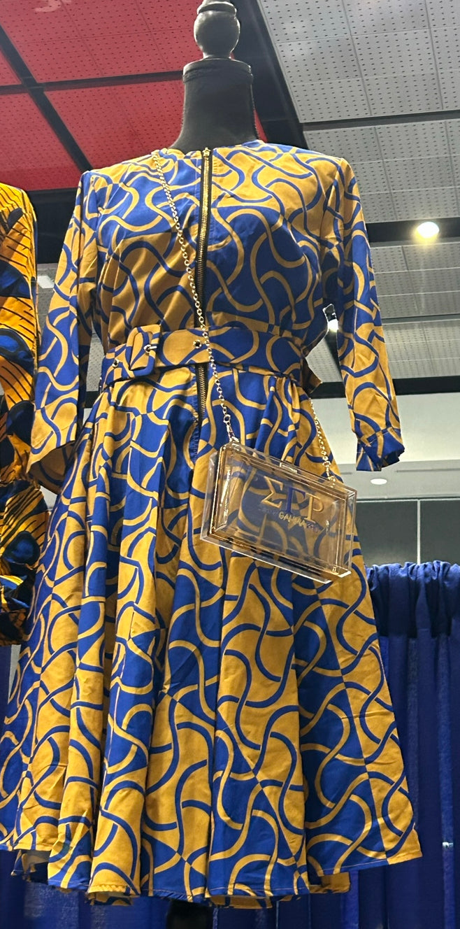 Dress - All Zipped Up Blue & Gold