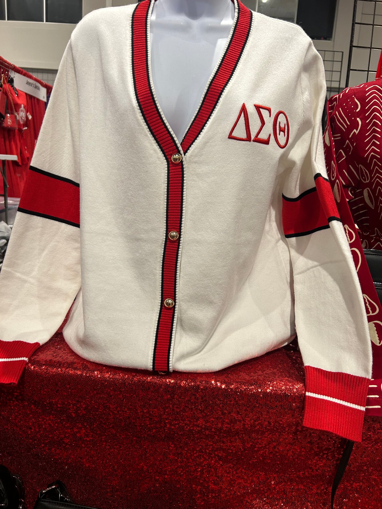 Crimson and Cream Delta Sigma Theta Cardigan