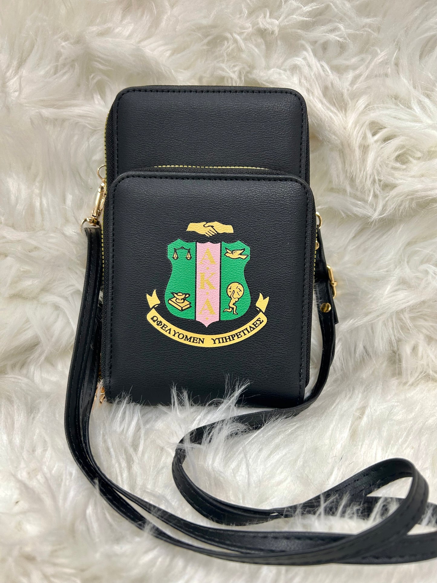 Alpha Kappa Alpha multi compartment crossbody