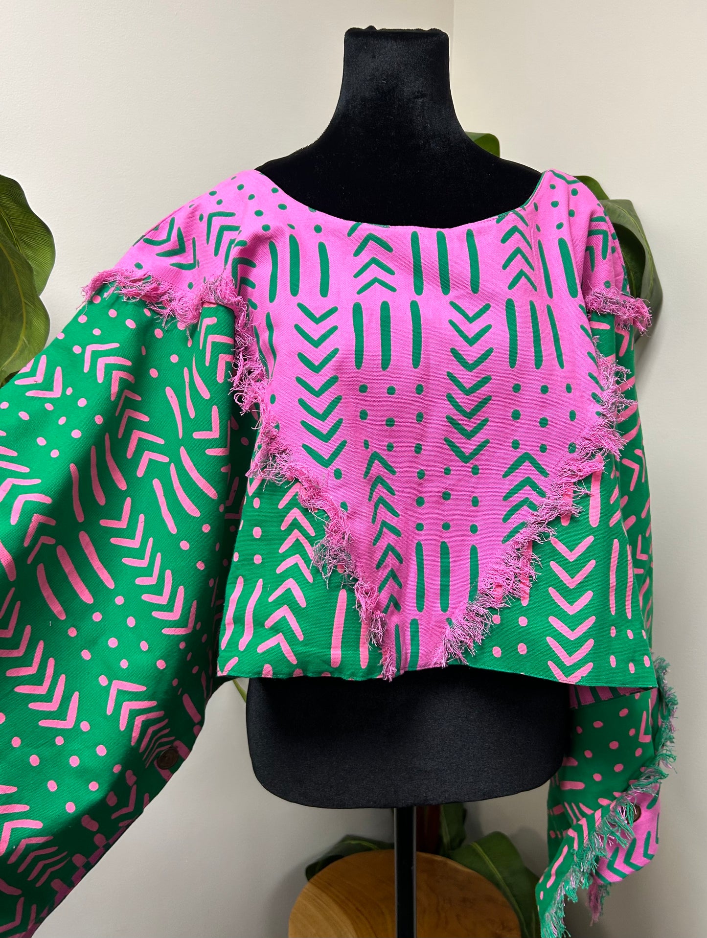 Pink and Green Reversible Short Crop Jacket