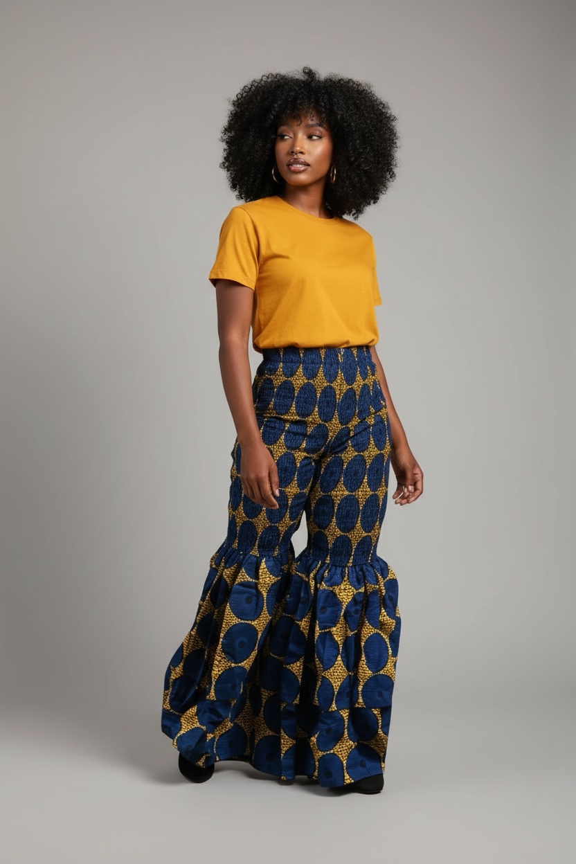 African Print Pants Double flare Wide Legged)