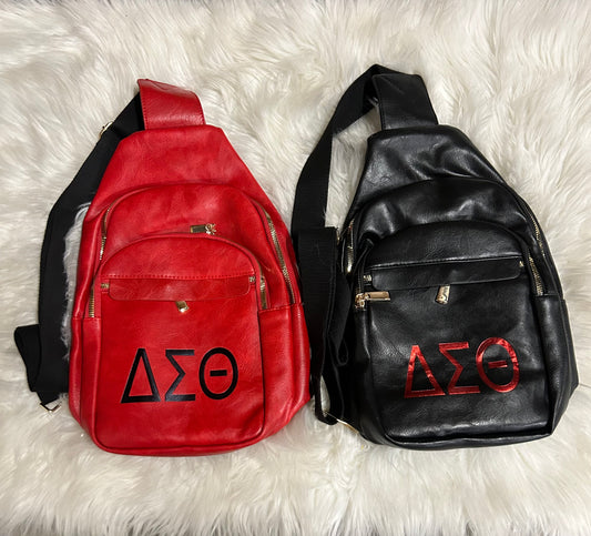 DST Greek Letter - Vegan Leather Sling Backpack