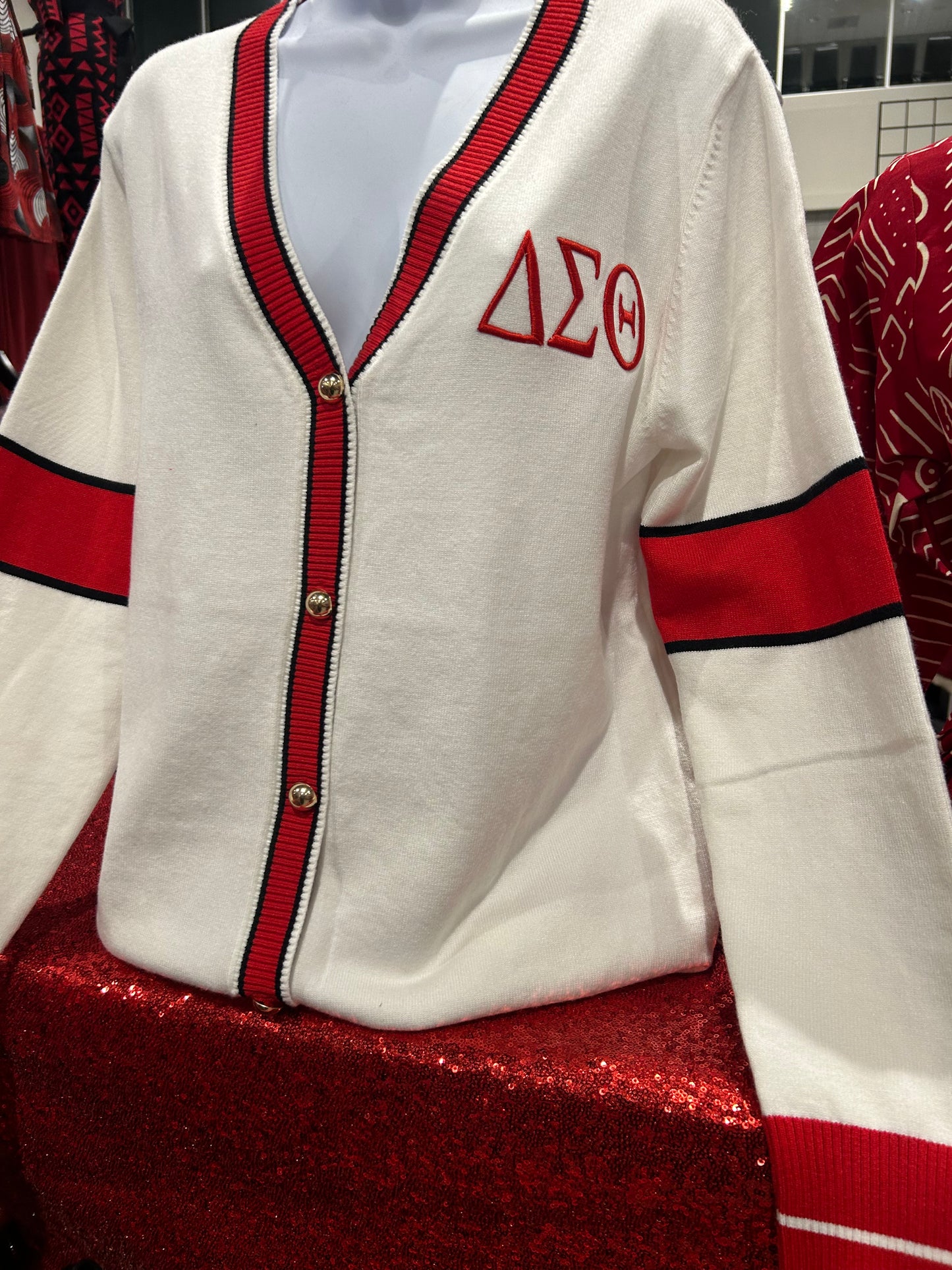 Crimson and Cream Delta Sigma Theta Cardigan