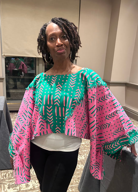 Pink and Green Reversible Short Crop Jacket