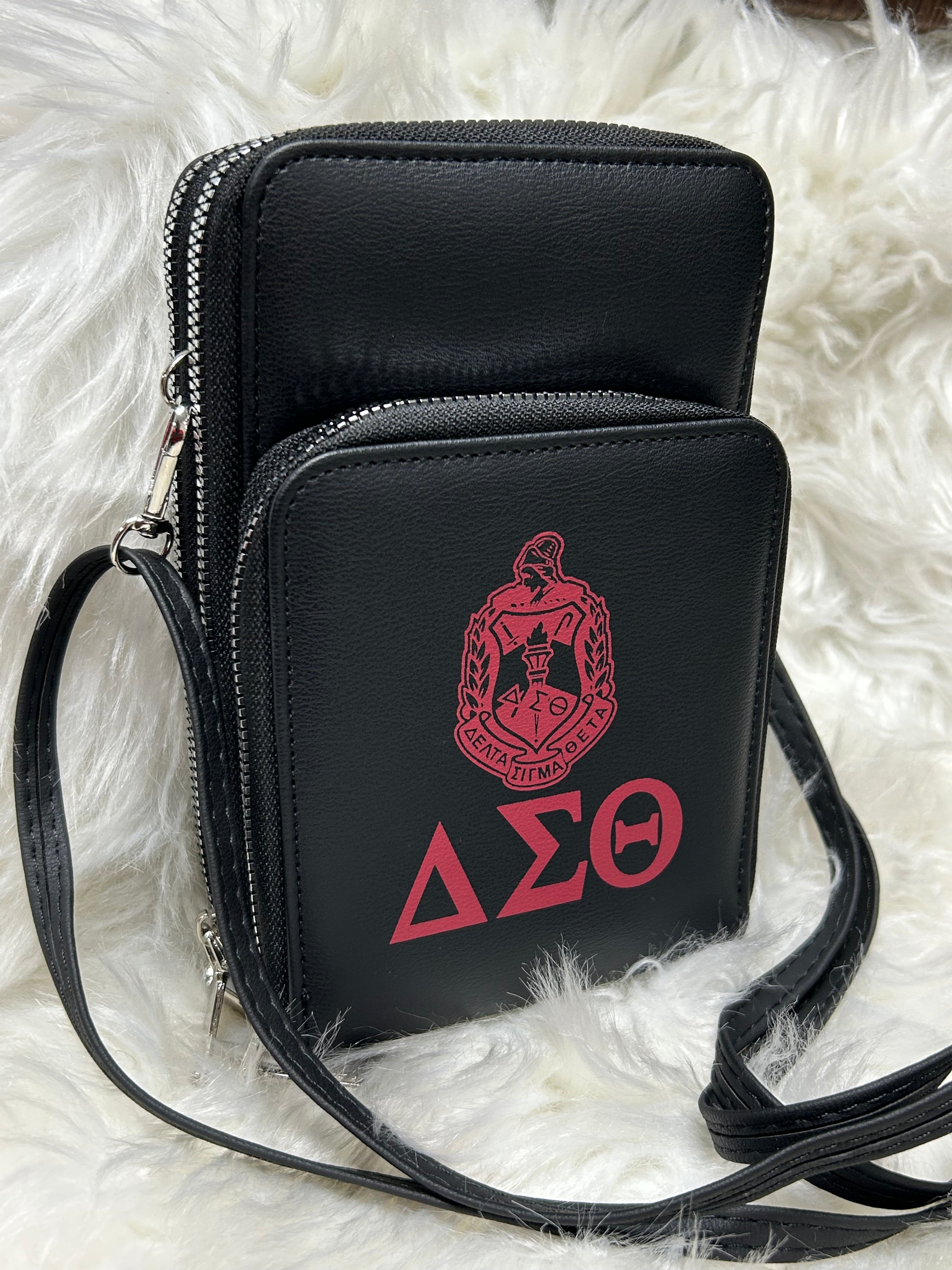 Delta Sigma Theta- multi compartment crossbody *silver hardware ...