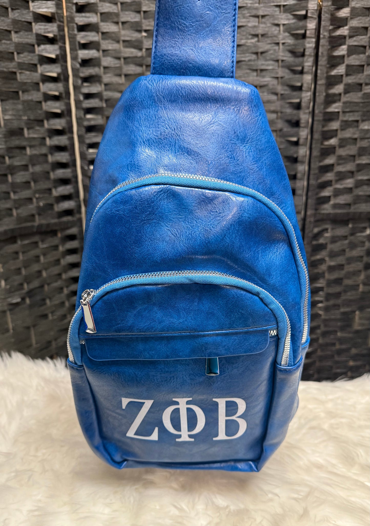 Greek Letter - Vegan Leather Sling Backpack