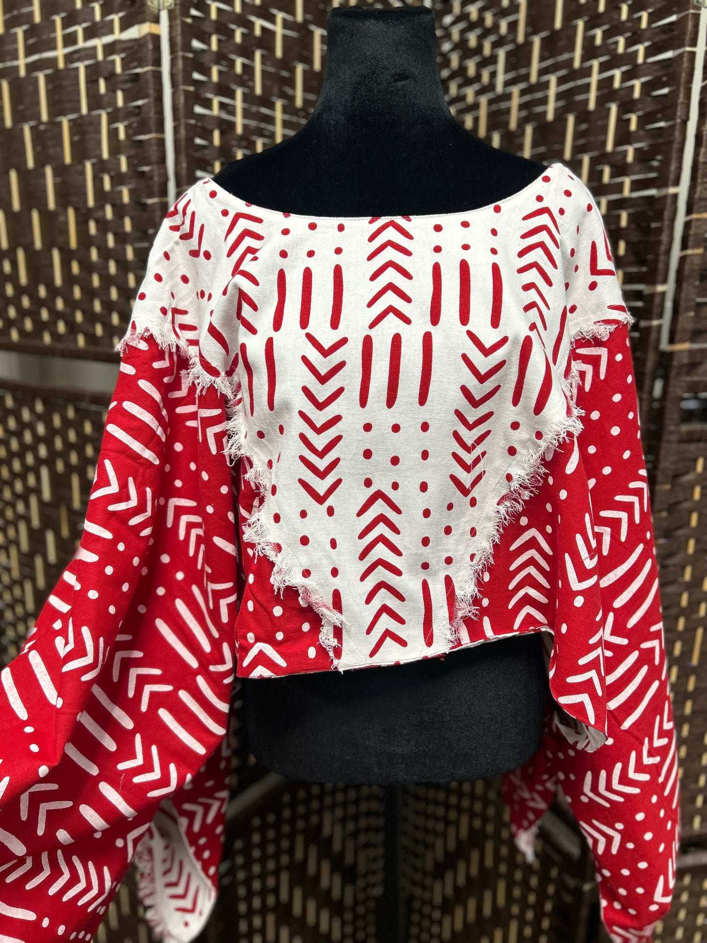 Red and White Reversible Short Crop Jacket