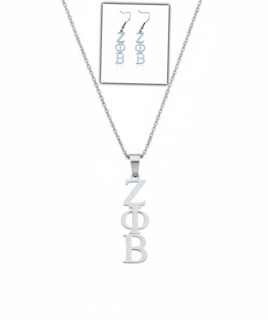 Zeta Phi Beta Greek Letter Necklace Set