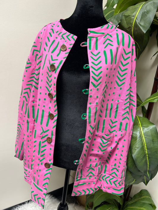 Pink and Green Reversible Short Jacket