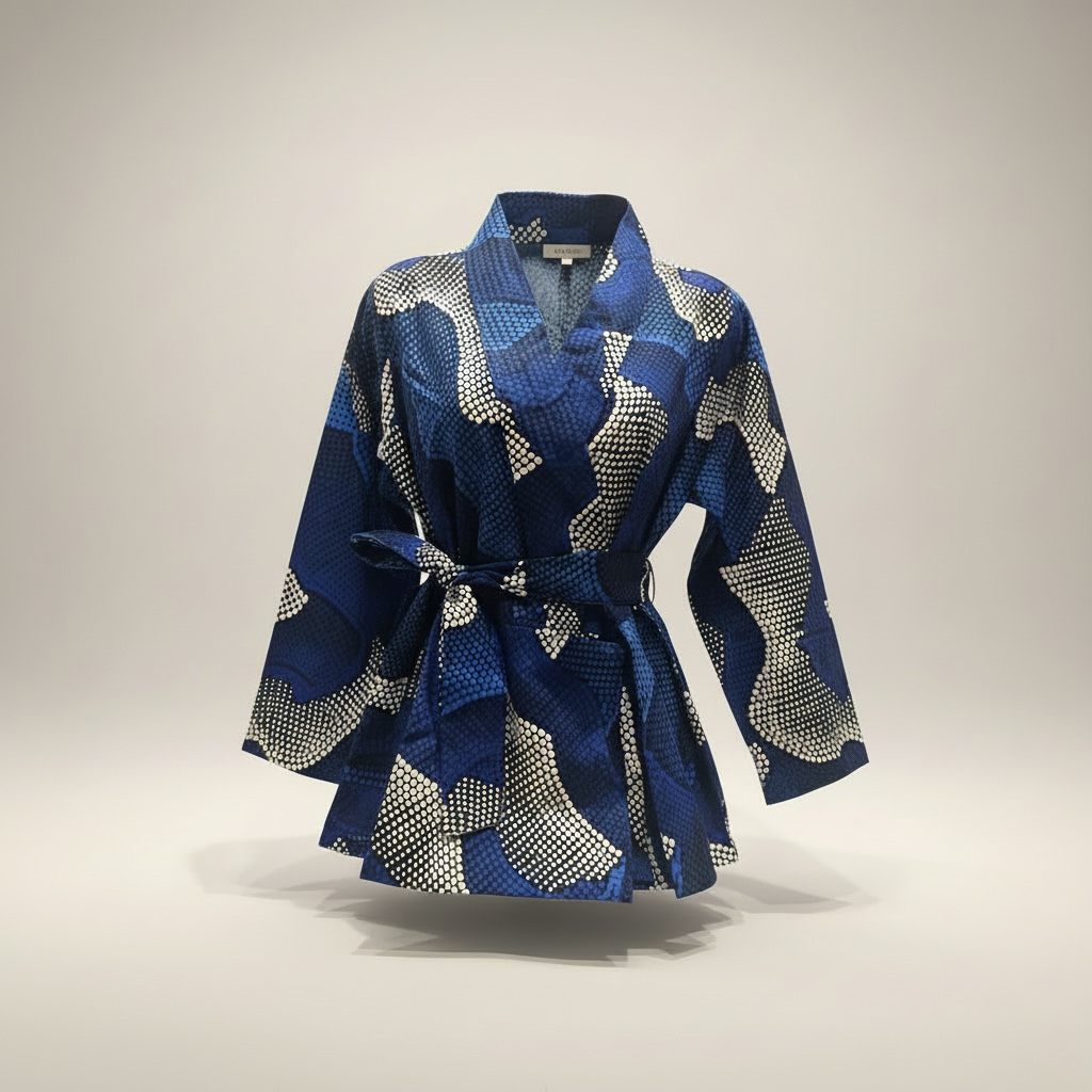 NEW Ankara Print Blazer - Blue and White 2.0