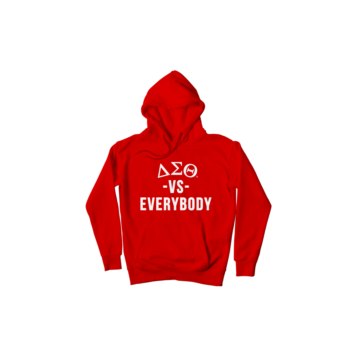 DST vs. Everybody Red Hoodie with White Lettering