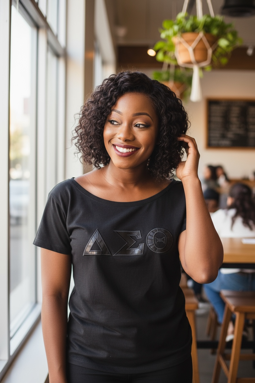 Delta Sigma Theta Greek Letter - premium T shirt