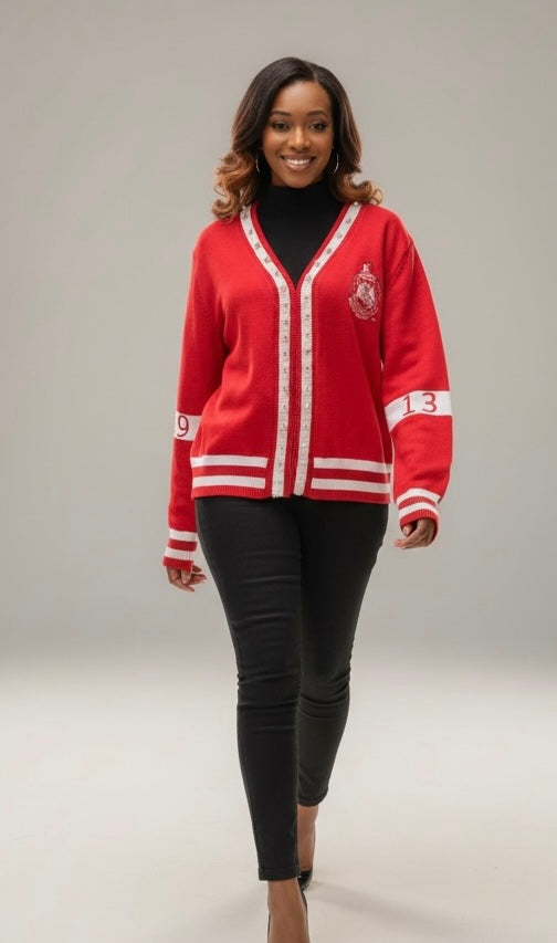 Delta Sigma Theta Cardigan Pearl Trimmed