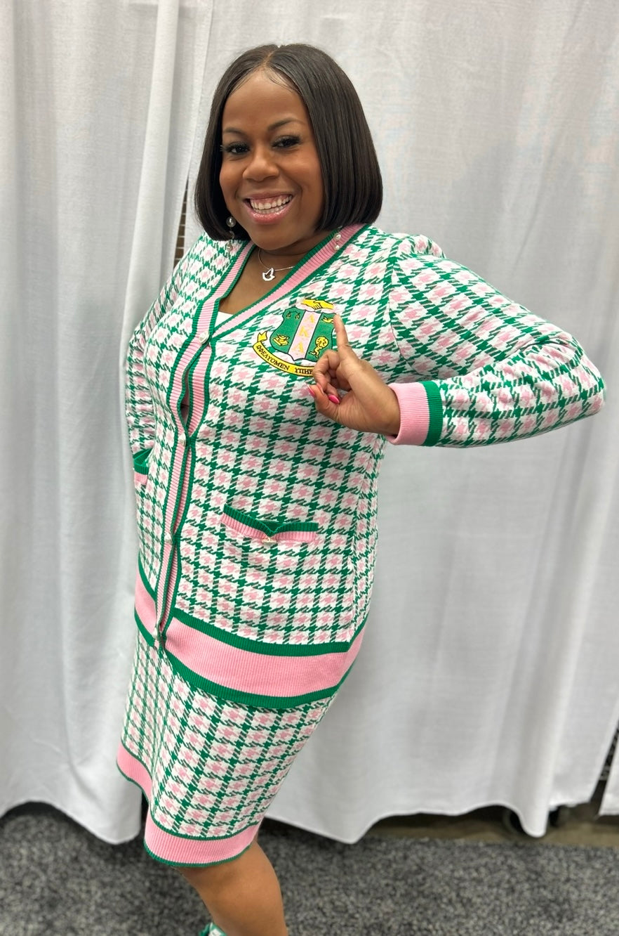 Alpha Kappa Alpha Houndstooth Cardigan Set PRE ORDER