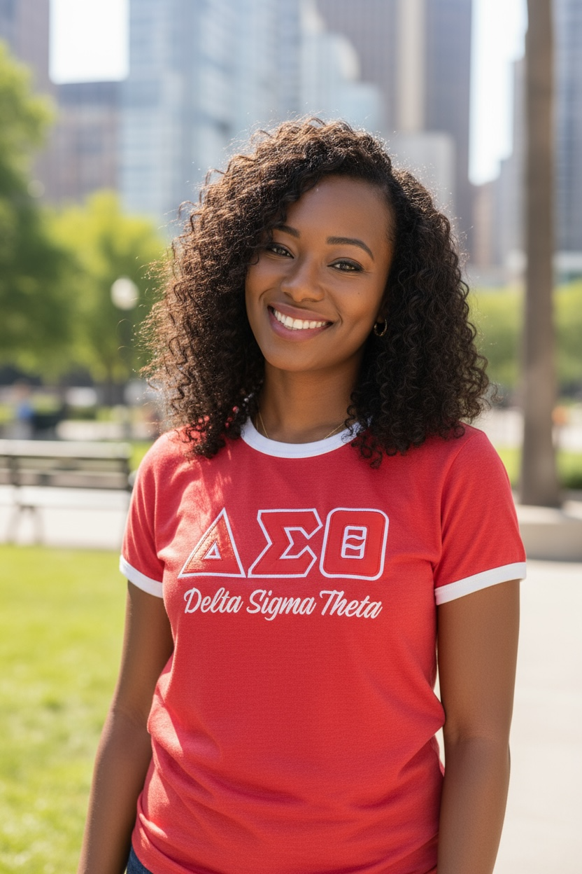 Delta Sigma Theta - premium RINGER T shirt