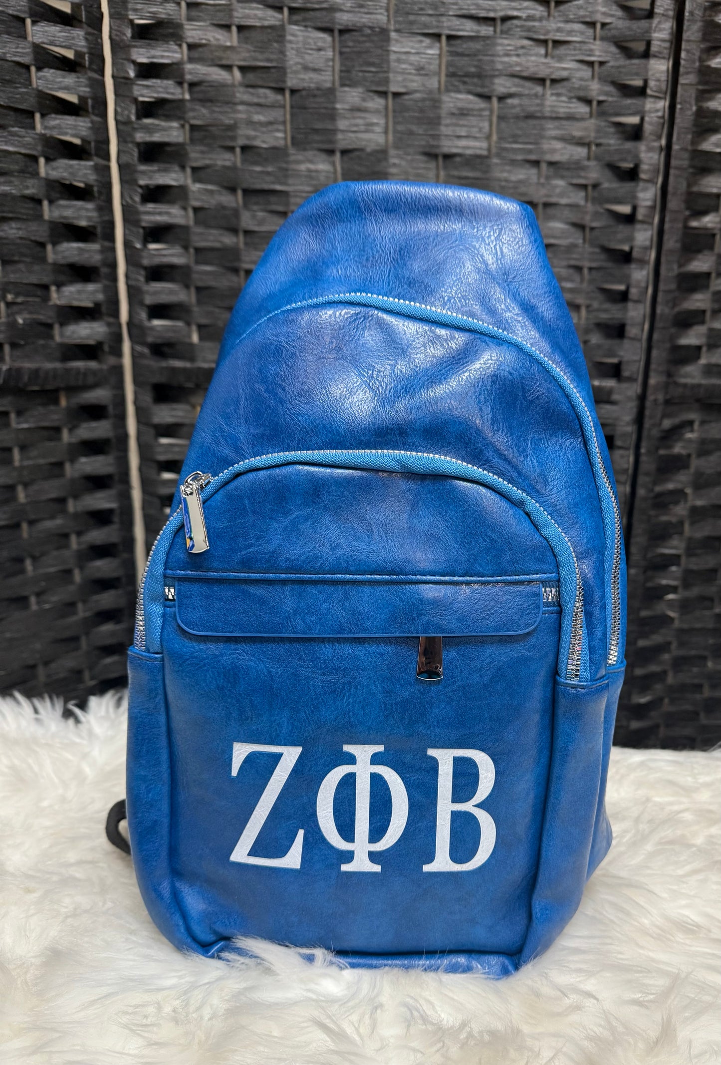 Greek Letter - Vegan Leather Sling Backpack