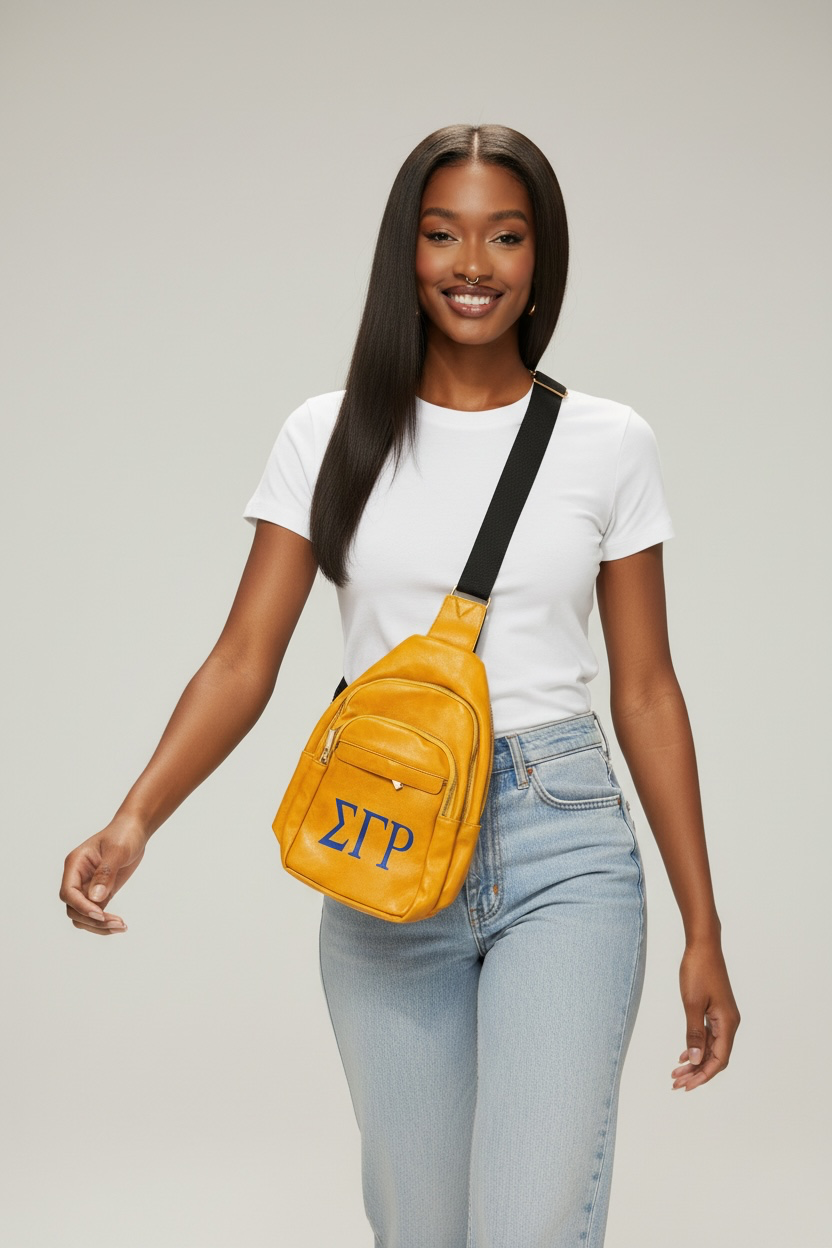 SGRHO Greek Letter - Vegan Leather Sling Backpack (Copy)