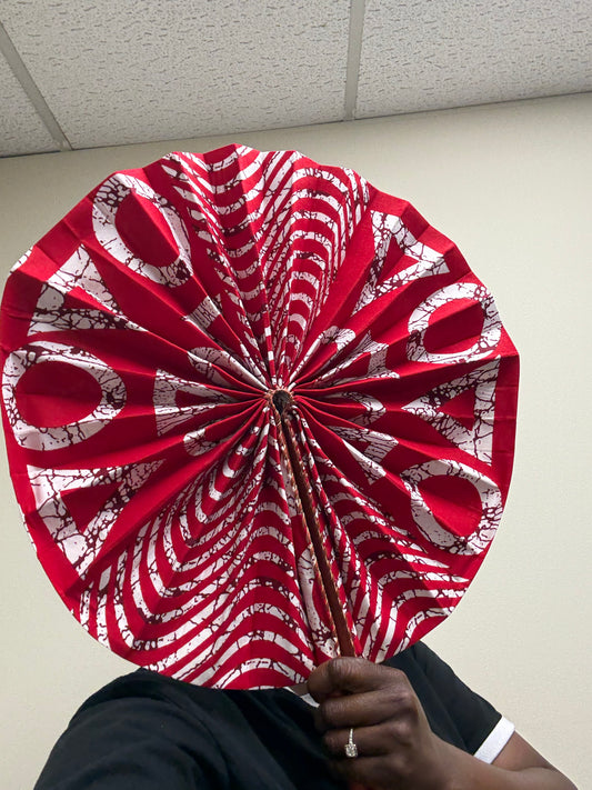 Ankara Leather Fan-LARGE