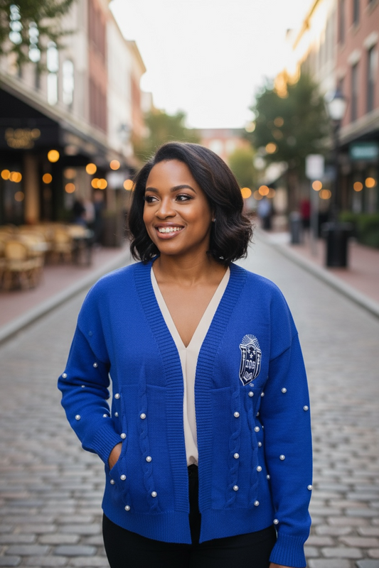 Zeta Phi Beta Pearled Out Open Cardigan