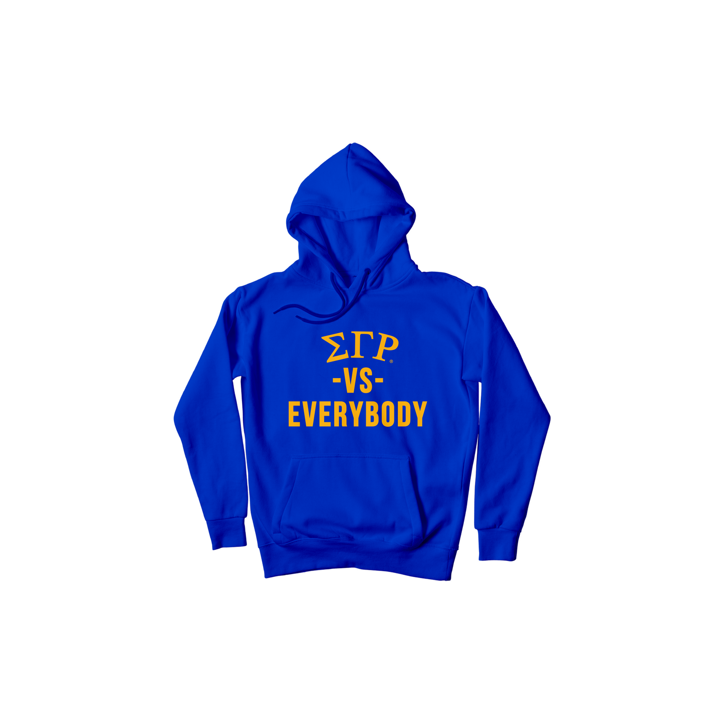 Sigma Gamma Rho vs. Everybody Royal Blue Hoodie with Gold Lettering