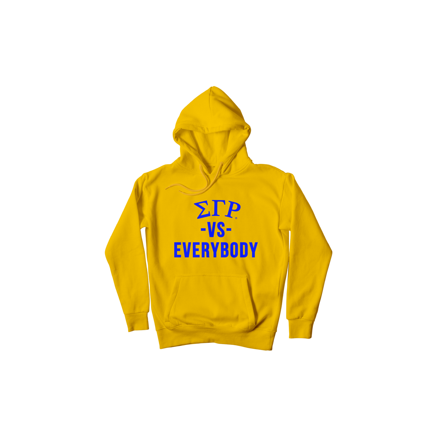 Sigma Gamma Rho vs. Everybody Gold Hoodie with Royal Blue Lettering