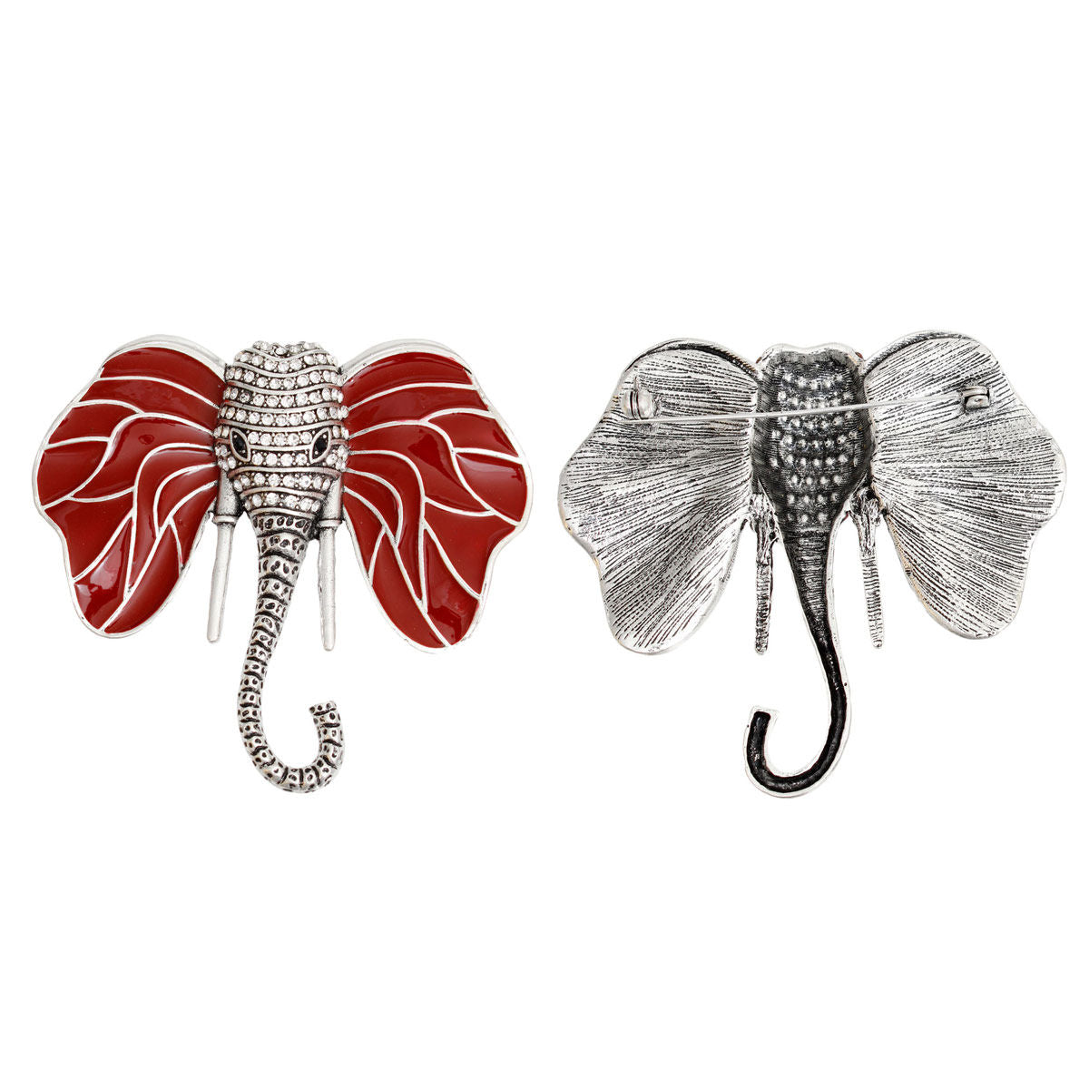 Brooch DST Elephant Head Clear Stone Pin for Women