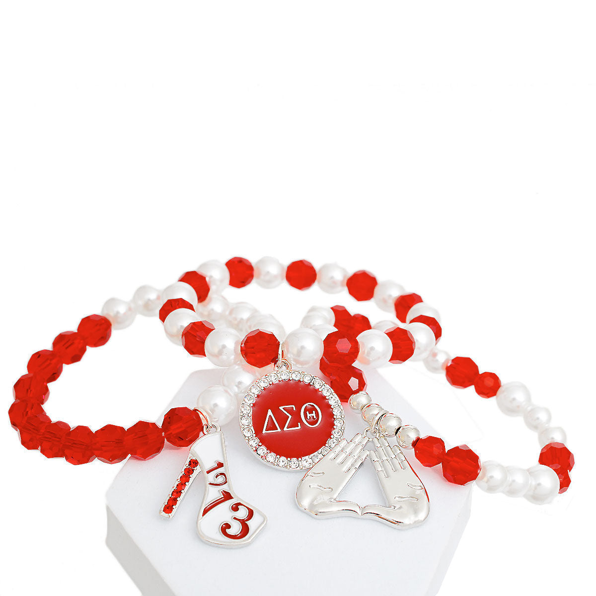 Red White Bead DST Bracelets|Stretch to Fit