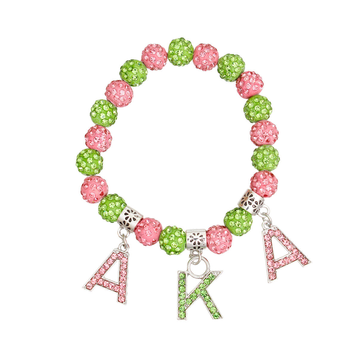 AKA Sorority Pink Green Bling Letter Bracelet – Diggin Her Roots