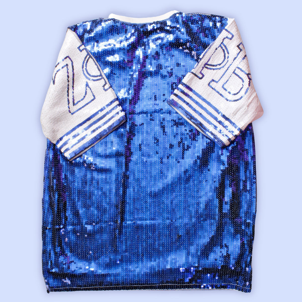 ZPB Sorority Blue and White Sequin Jersey Shirt