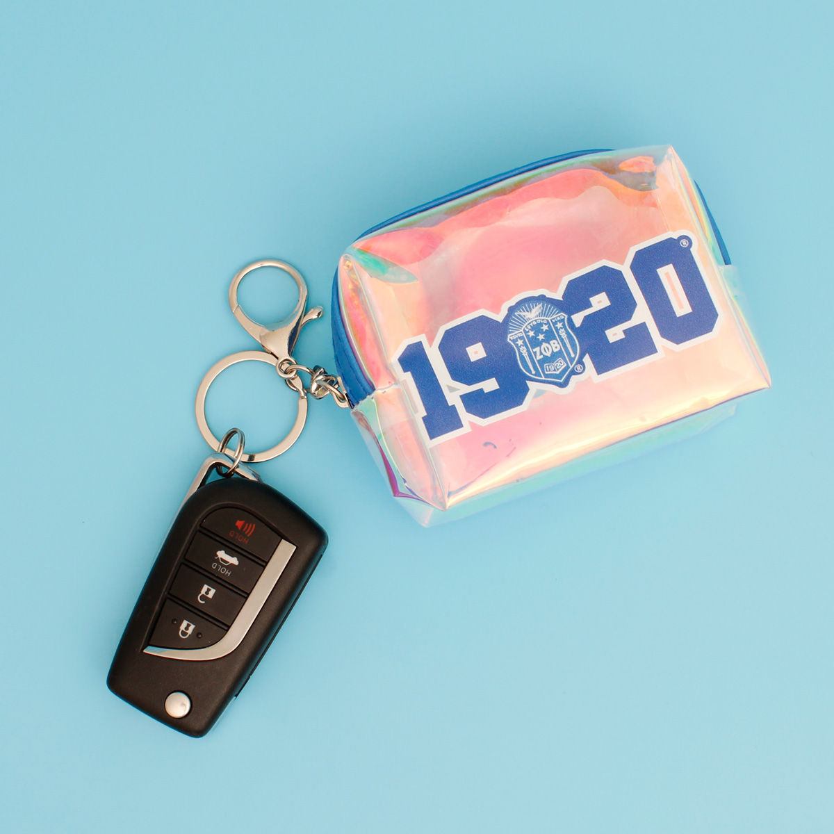 ZPB Sorority Iridescent Zipper Pouch Keychain Clip