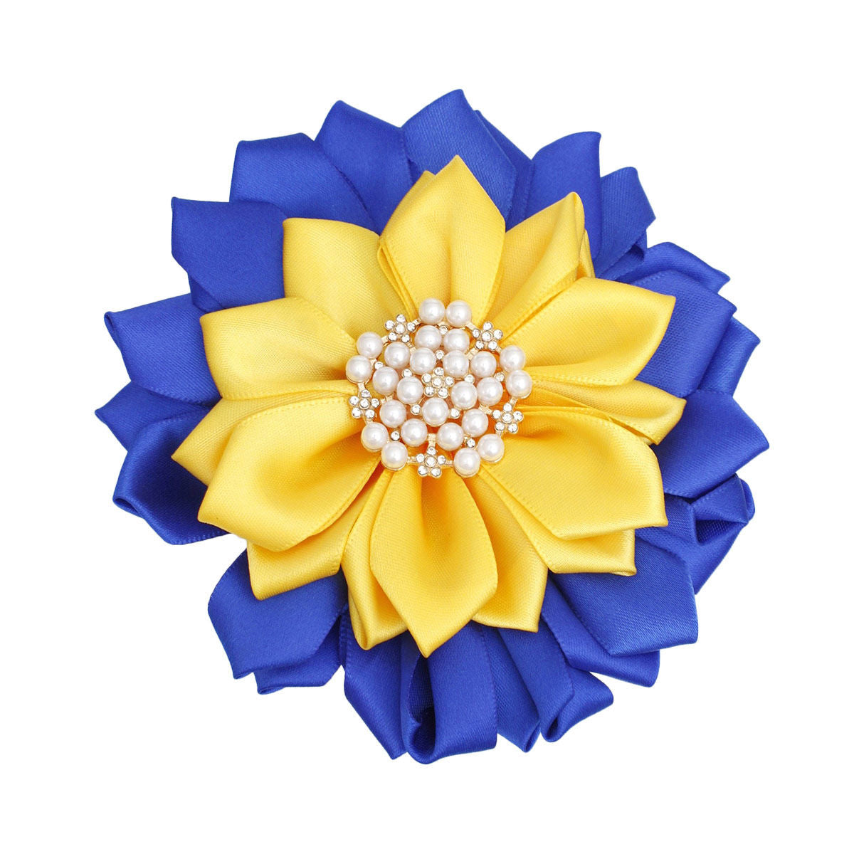 SGRHO Sorority Blue Yellow Flower Pearl Brooch