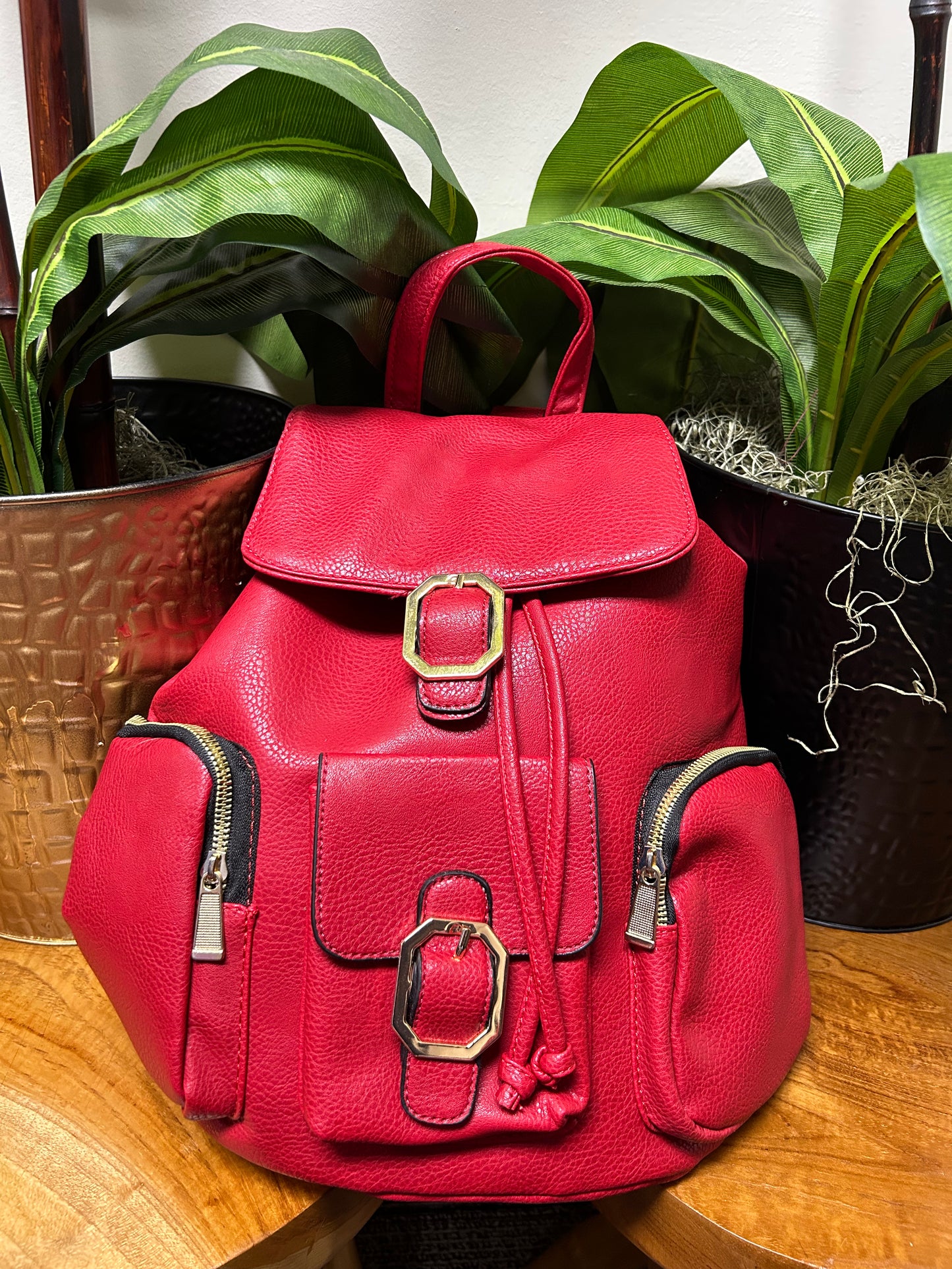 Red Vegan Leather BACKPACK