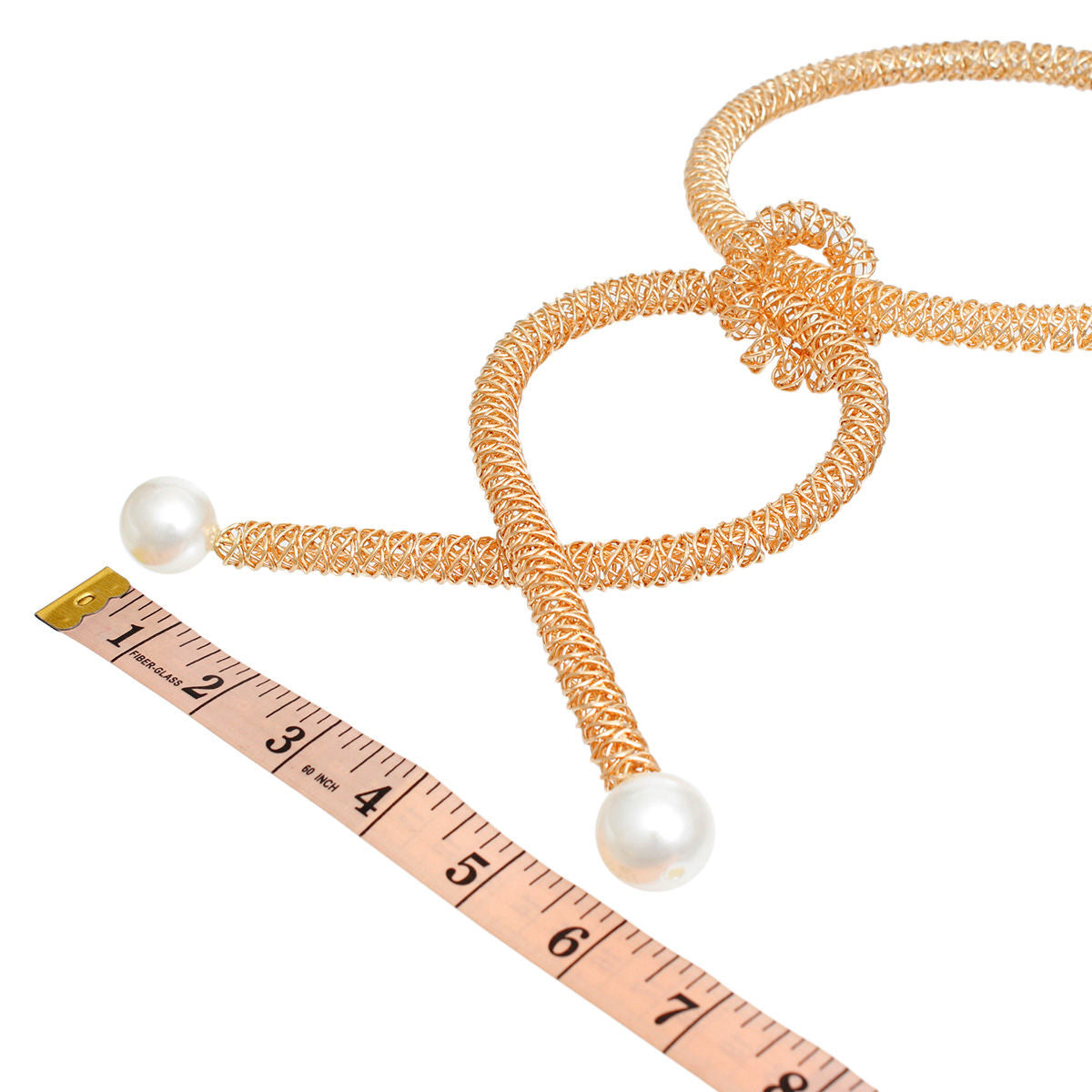 Pendant Gold Braided Wire Loop Pearl Necklace