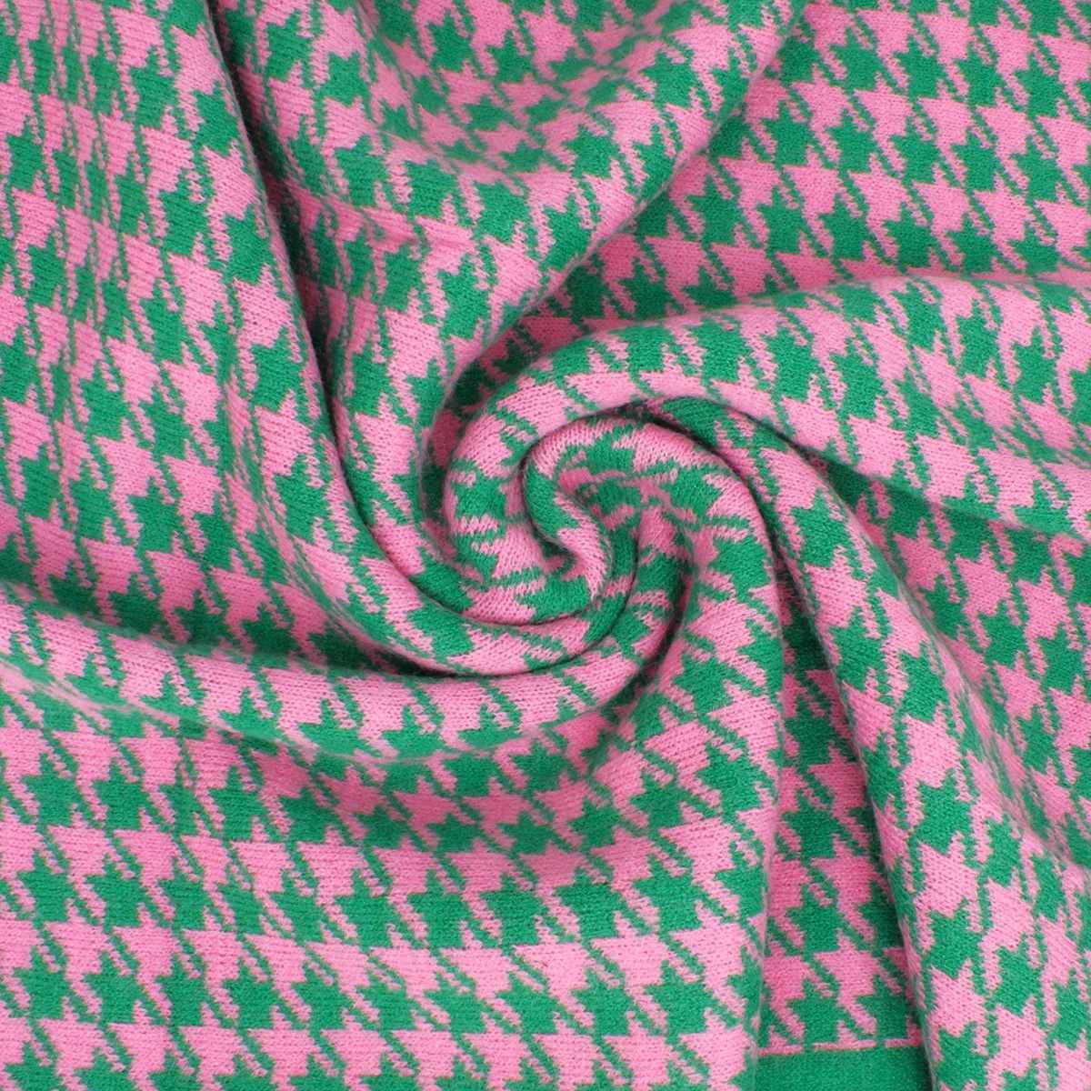 AKA Sorority Houndstooth Knit Pink Green Poncho