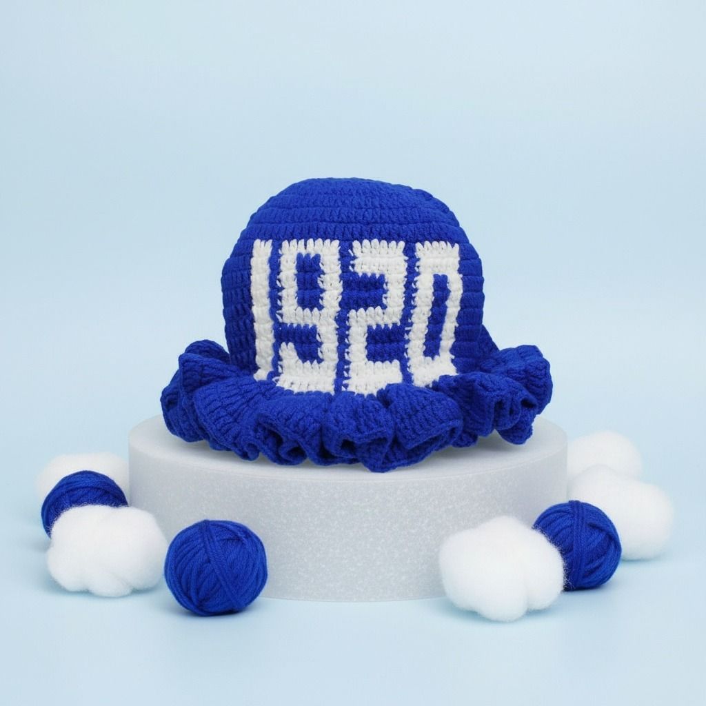 ZPB Sorority Blue Crochet Ruffle 1920 Bucket Hat