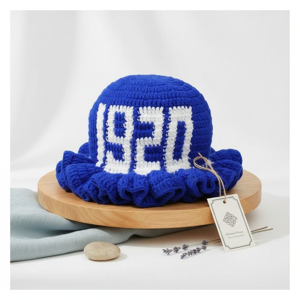ZPB Sorority Blue Crochet Ruffle 1920 Bucket Hat