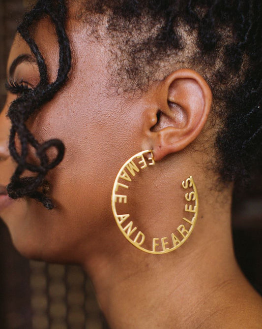 NEW Female and Fearless Hoop Earrings
