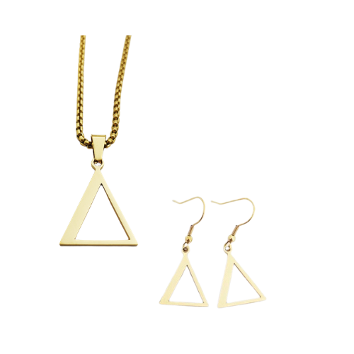 Pyramid Stainless Steel Necklace set  (multiple colors)
