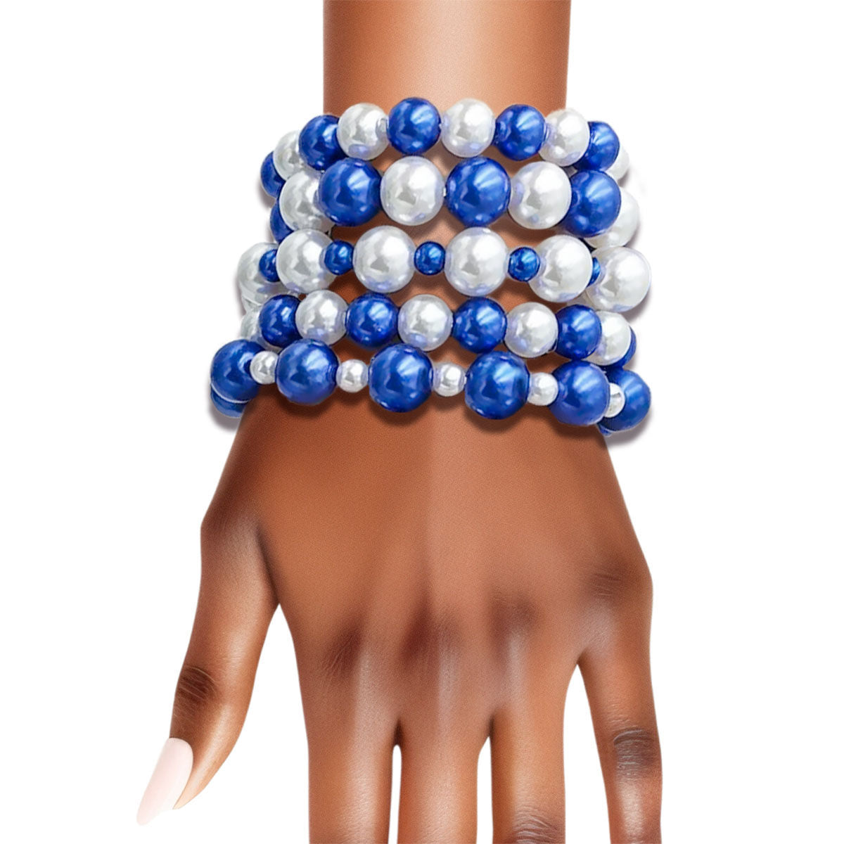 Blue White Pearl Bracelets 5 Pcs