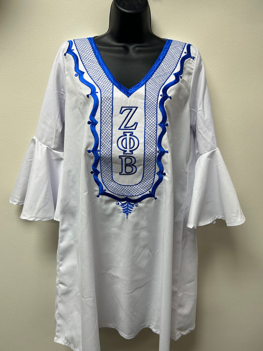 White- Zeta Phi Beta Embroidered Finer Womanhood Blouse- ships in 3-4 weeks