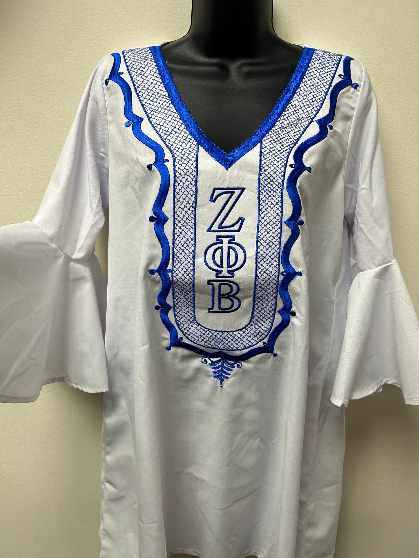 White- Zeta Phi Beta Embroidered Finer Womanhood Blouse- ships in 3-4 weeks