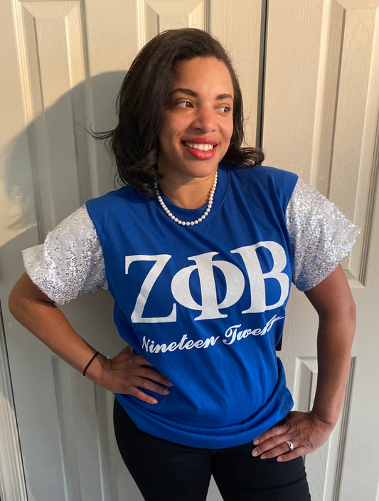 Zeta Phi Beta- Glitter Sleeve Shirt