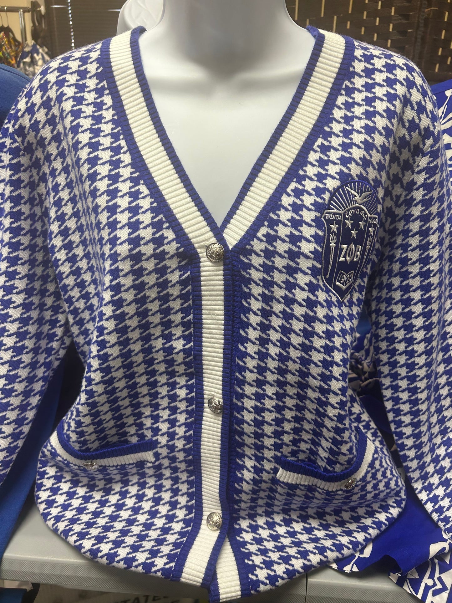 Zeta Phi Beta Houndstooth Cardigan