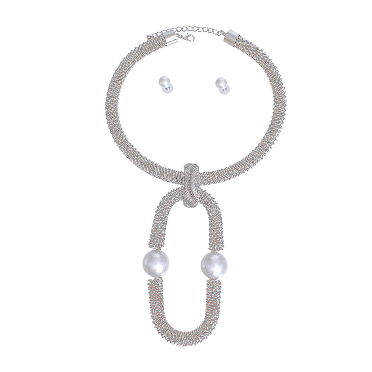Necklace Silver Woven Mesh Rigid Collar for Women
