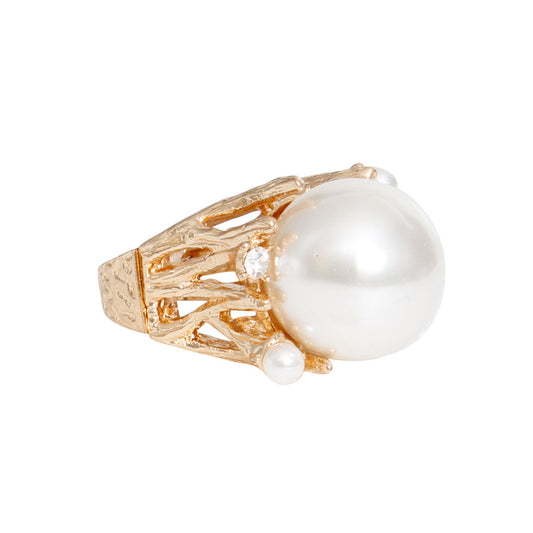 Ring Gold Pearl Branch Cocktail Ring for Women